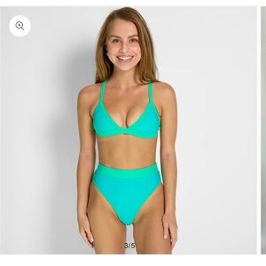 High-Rise Two-Piece Bikini Set in Aqua Teal